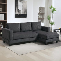 HOMCOM Ecksofa, L-förmiges 3-Sitzer-Sofa mit Chaiselongue, Holzkonstruktion, 8 Beine, Cordstoff – Produktabbildung 2