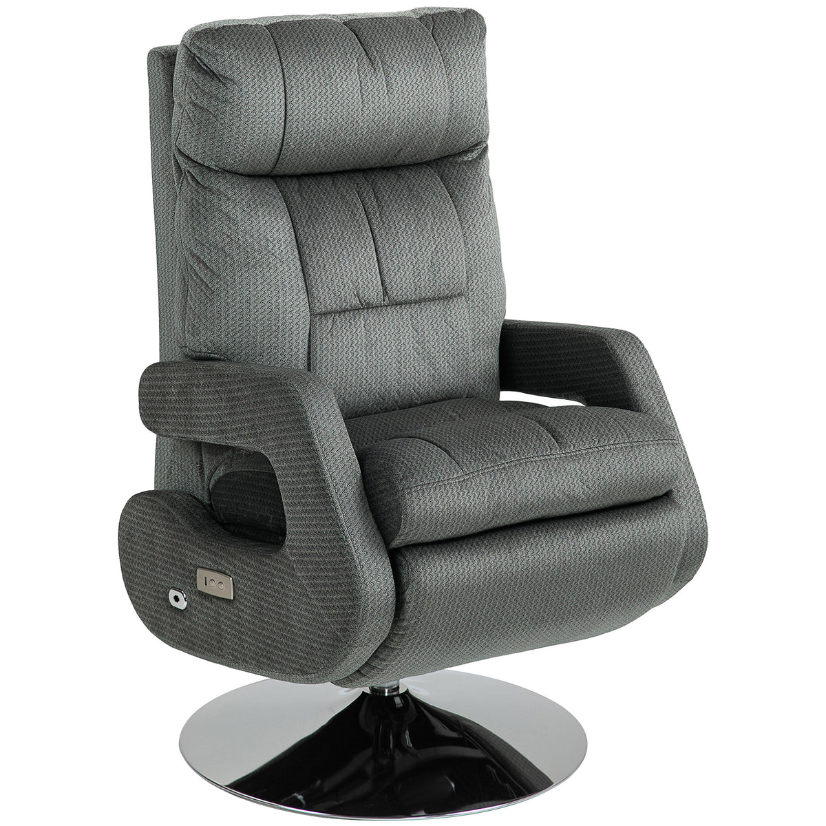 HOMCOM Recliner-Sessel, Elektrischer Polstersessel mit USB-Anschluss und Fußstütze, Samtoptik, drehbar