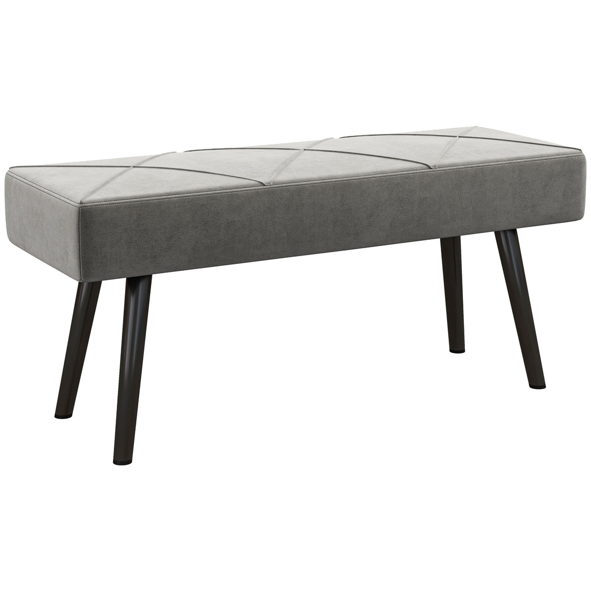 HOMCOM Sitzbank Polsterbank Bettbank, Samtoptik, 100 x 36 x 45 cm, Grau