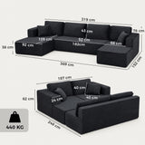 HOMCOM Modulares U-Sofa mit 2 Chaiselongues, Cord-Schlafsofa mit hochdichtem Schaumstoff und – Produktabbildung 3