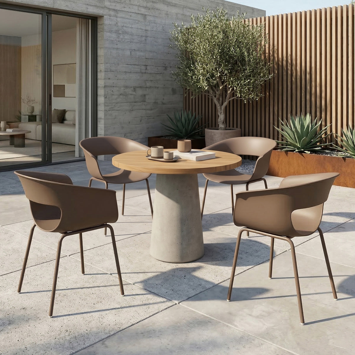 Outsunny Gartenstühle 4er Set ergonomisch Balkonstühle mit Ausschnittdesign Armlehne Wetterfest – Produktabbildung 2