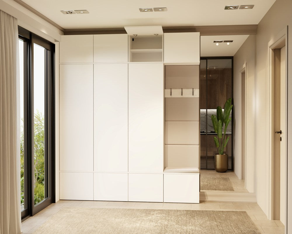 Garderobe HAGA IV 3Sz1W WEISS 3x Schrank + Kleiderpaneel für Flur – Produktabbildung 2