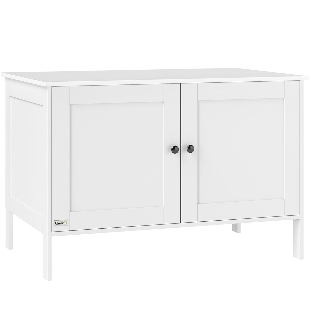 PawHut Katzenklo-Schrank Katzenhaus mit Tür Trennwand Katzentoilette für große Katzen 80 x 51 x 54 cm Weiß