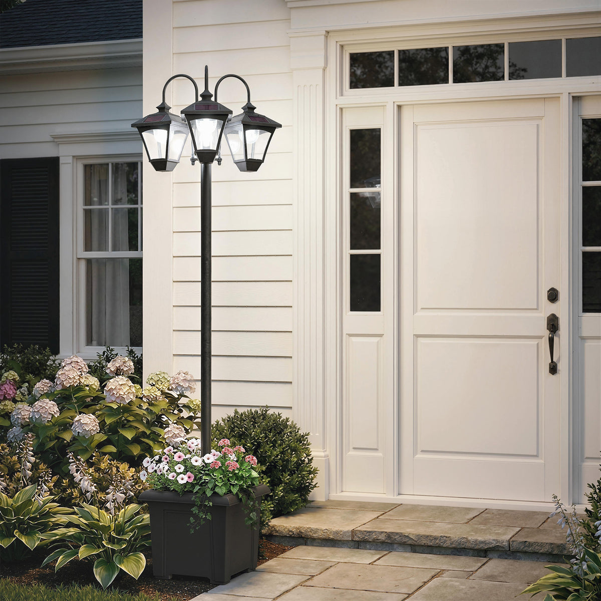 Outsunny Solar Laterne Stehleuchte mit Blumentopf 185cm Höhenverstellbar Außen Gartenlaterne mit 3 – Produktabbildung 2