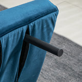 HOMCOM Schlafsofa 2er-Sofa Samtsofa, Schlaffunktion, inkl. 2 Kissen, Samtoptik, Natur + Blau – Produktabbildung 7