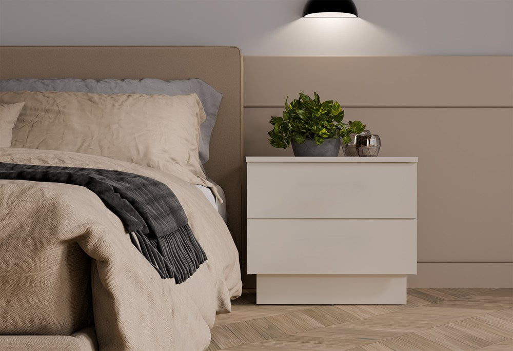 Nachttisch AMBER 2S 2 Schubladen fürs Schlafzimmer KASCHMIR Beige – Produktabbildung 2