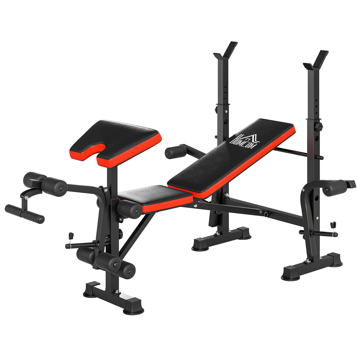 HOMCOM Hantelbank ohne Gewichte, verstellbare Fitnessbank für zahlreiche Übungen, Workout-Station, Stahl