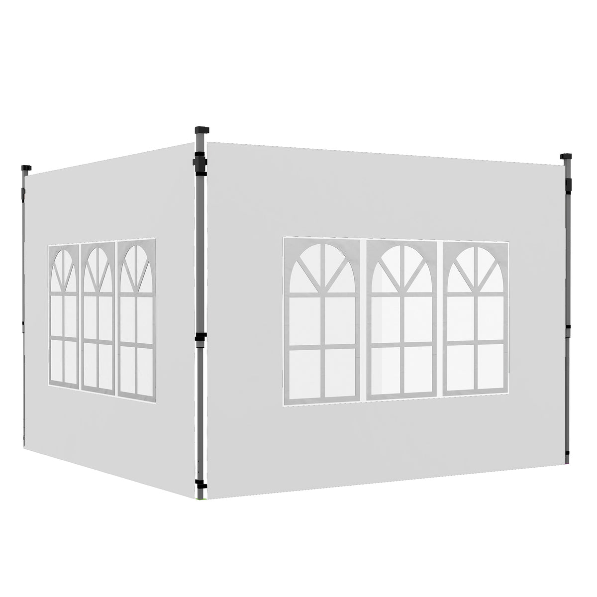 Outsunny 2er-Set Seitenteile für Pavillon 3x3/3x4 m, Seitenwand mit Fenster, wasserdicht Weiß