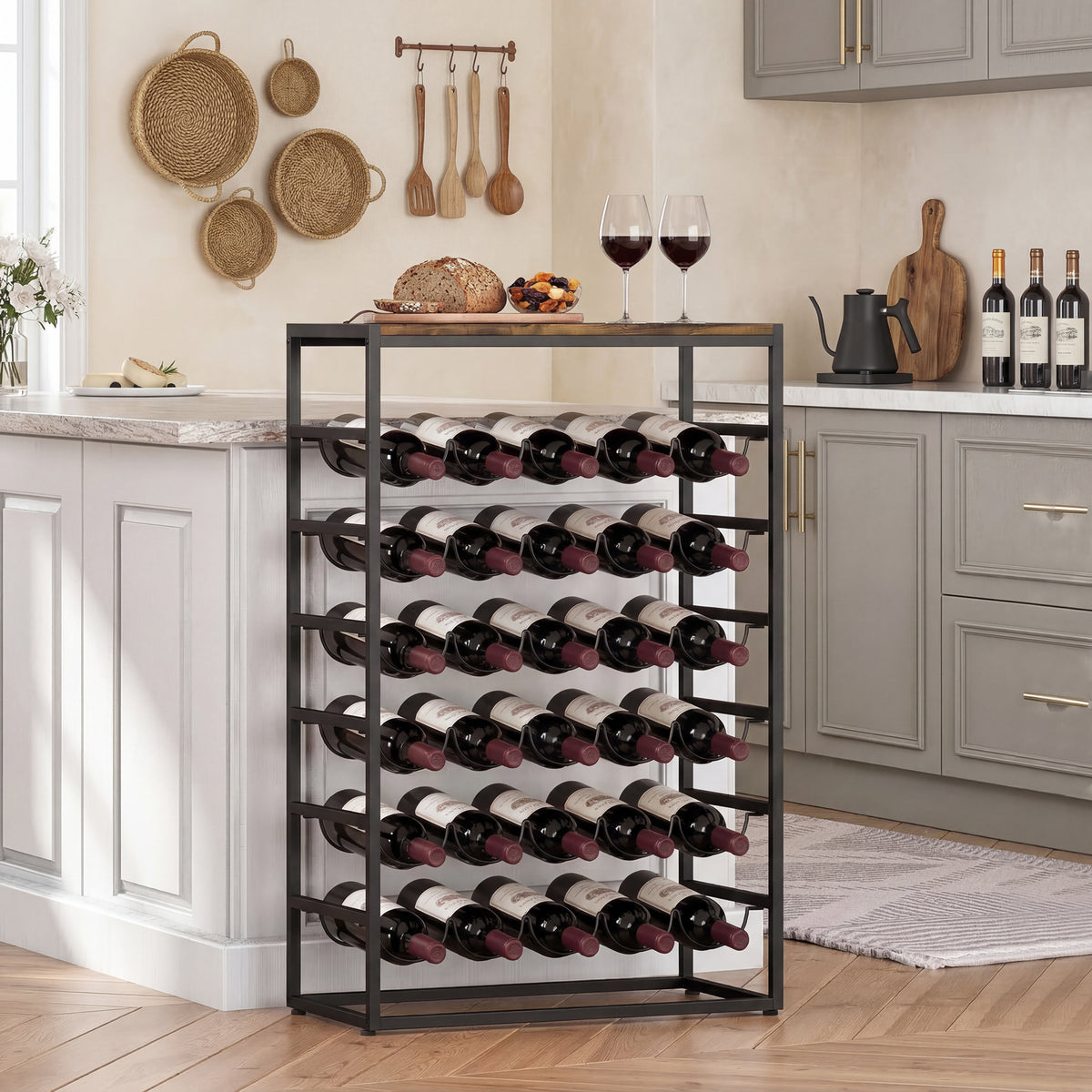 HOMCOM Weinregal für 30 Flaschen freistehendes Flaschenregal aus Metall für Keller Lagerraum 59 x 30 x – Produktabbildung 2