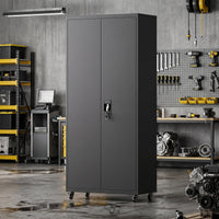 HOMCOM Aktenschrank, Abschließbar Metallschrank mit Rollen, Verstellbaren Ablagen, aus Stahl, 80 x 40 x – Produktabbildung 10