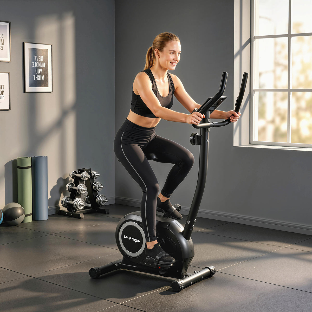 Heimtrainer Fahrrad Höhenverstellbar Hometrainer mit APP Magnetwiderstand LCD-Monitor Pulssensoren – Produktabbildung 2