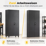 HOMCOM Aktenschrank, Abschließbar Metallschrank mit Rollen, Verstellbaren Ablagen, aus Stahl, 80 x 40 x – Produktabbildung 5