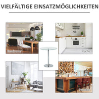 HOMCOM Runder Esstisch mit Glastischplatte, Metallgestell, Silberfarben – Produktabbildung 6