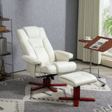 HOMCOM Relaxsessel mit Hocker, Lederoptik, neigbare Lehne, bis 150 kg, Cremeweiß – Produktabbildung 10
