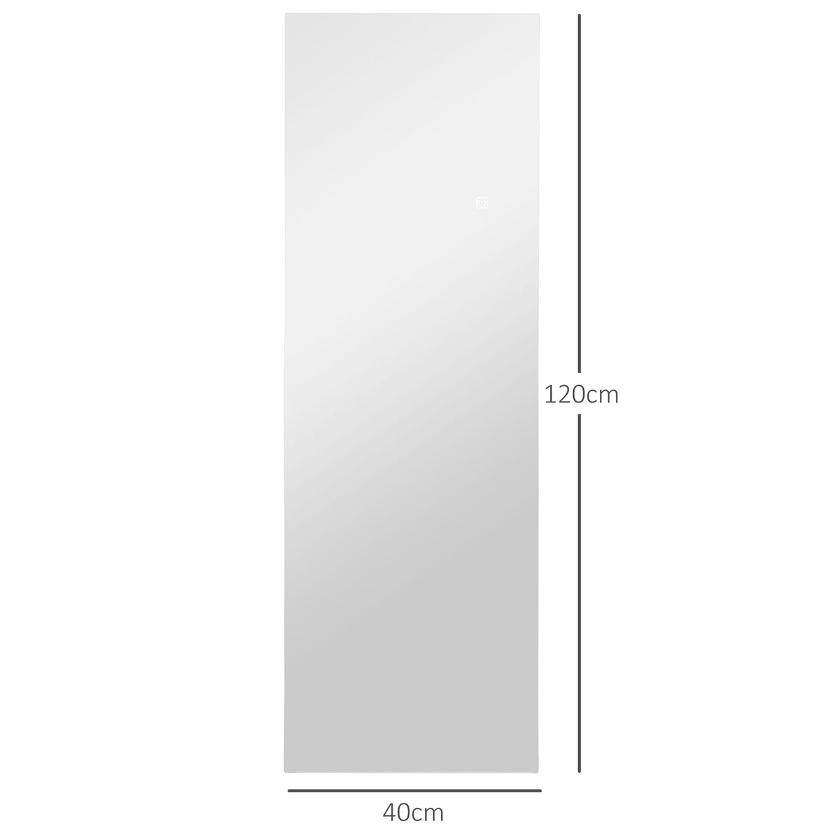 HOMCOM LED Ganzkörperspiegel, dimmbar, rahmenlos, Touch-Steuerung, 40 x 120 cm – Produktabbildung 3