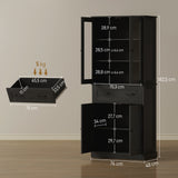 HOMCOM Küchenschrank, Buffet, Acrylfront, Schubladen, 76 x 40 x 182,5 cm, Schwarz – Produktabbildung 3