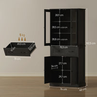 HOMCOM Küchenschrank, Buffet, Acrylfront, Schubladen, 76 x 40 x 182,5 cm, Schwarz – Produktabbildung 3