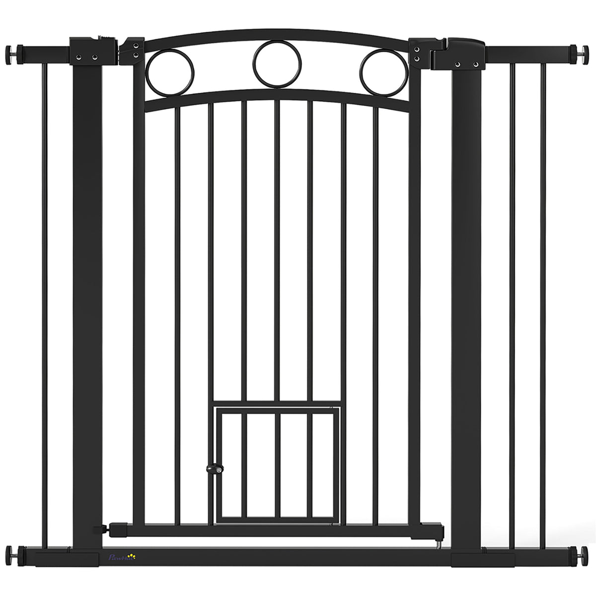 PawHut Haustiertor, 96 cm Treppengatter, verstellbare Breite 76-104 cm, mit Katzentür, für Treppen und