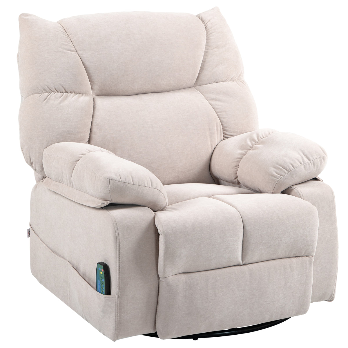 HOMCOM Massagesessel mit Wärme- & Liegefunktion, drehbar, bis 150 kg, Metallgestell, 98x90x98cm, Beige