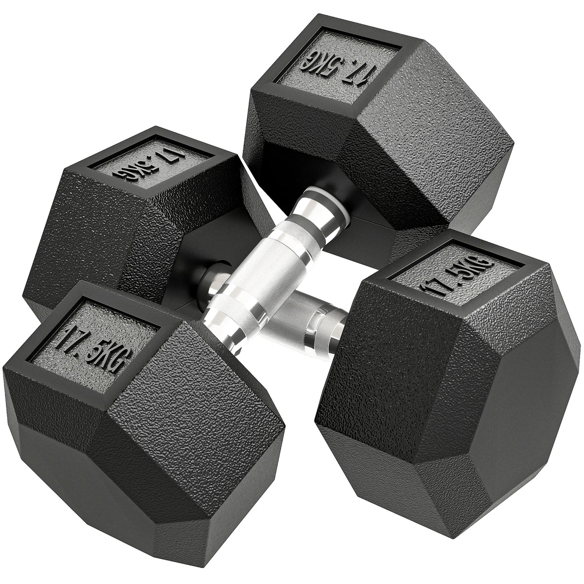 HOMCOM Kurzhantel, 35 kg Hantel, Hantel, Gewicht, Anti-Rutsch-Griff, Schwarz + Silber