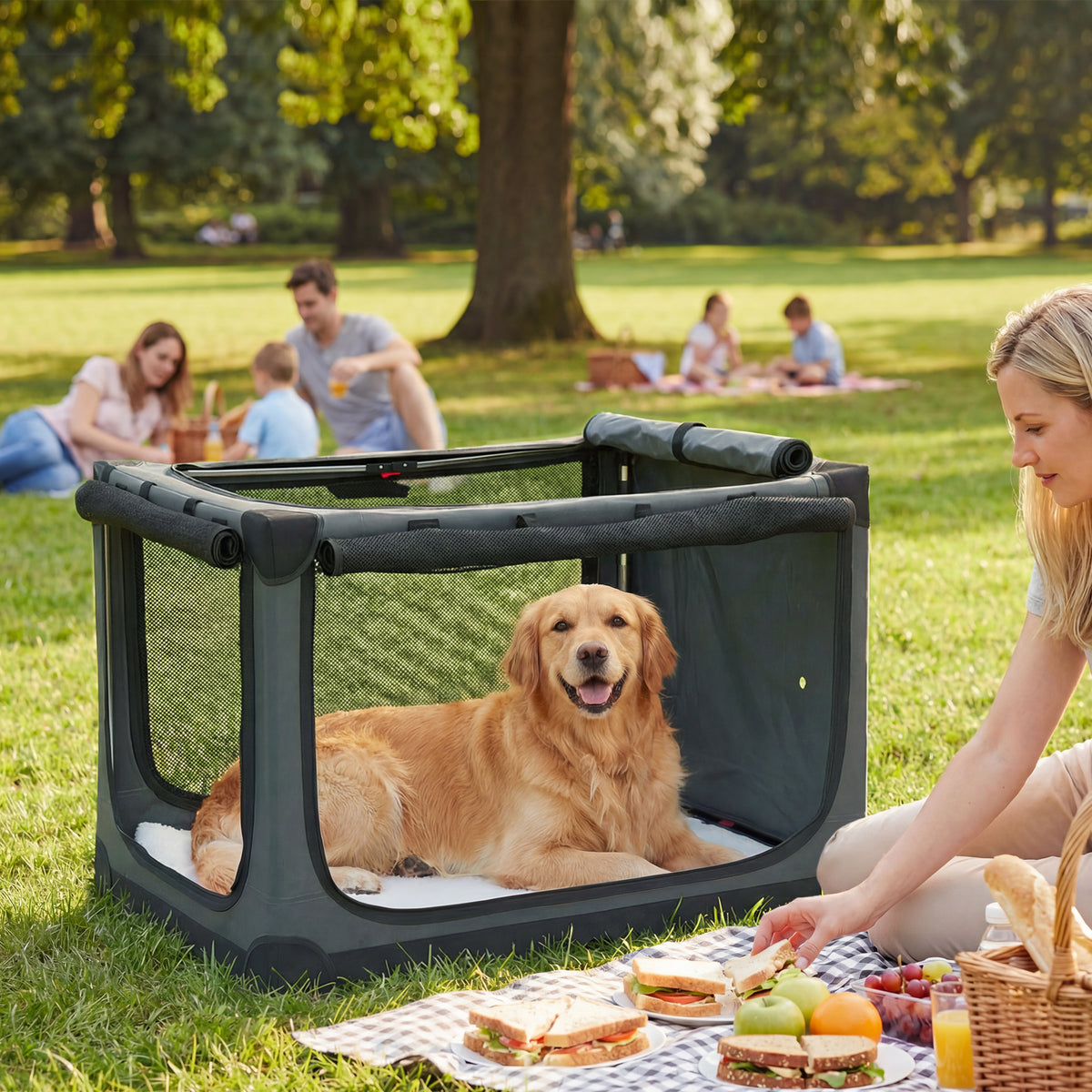 PawHut Hundebox faltbar Hundetransportbox mit Kissen abnehmbar waschbar Bezug aus Oxford-Gewebe für – Produktabbildung 2