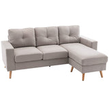 HOMCOM 3-Sitzer-Ecksofa, Leinenoptik, Wendbare Chaiselongue, 193x136x85 cm, Hellgrau