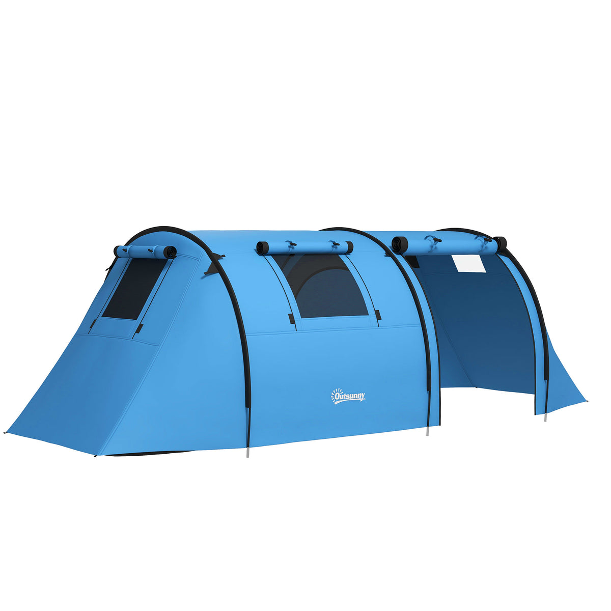 Outsunny Campingzelt für 3-4 Personen stabil wasserdicht Familienzelt mit Schlafzimmer Wohnzimmer 3000mm