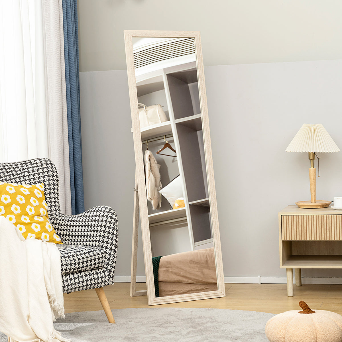 HOMCOM 160 x 50 cm Ganzkörperspiegel, vielseitig verwendbar, rechteckiges Design mit Rahmen, Weiß – Produktabbildung 2