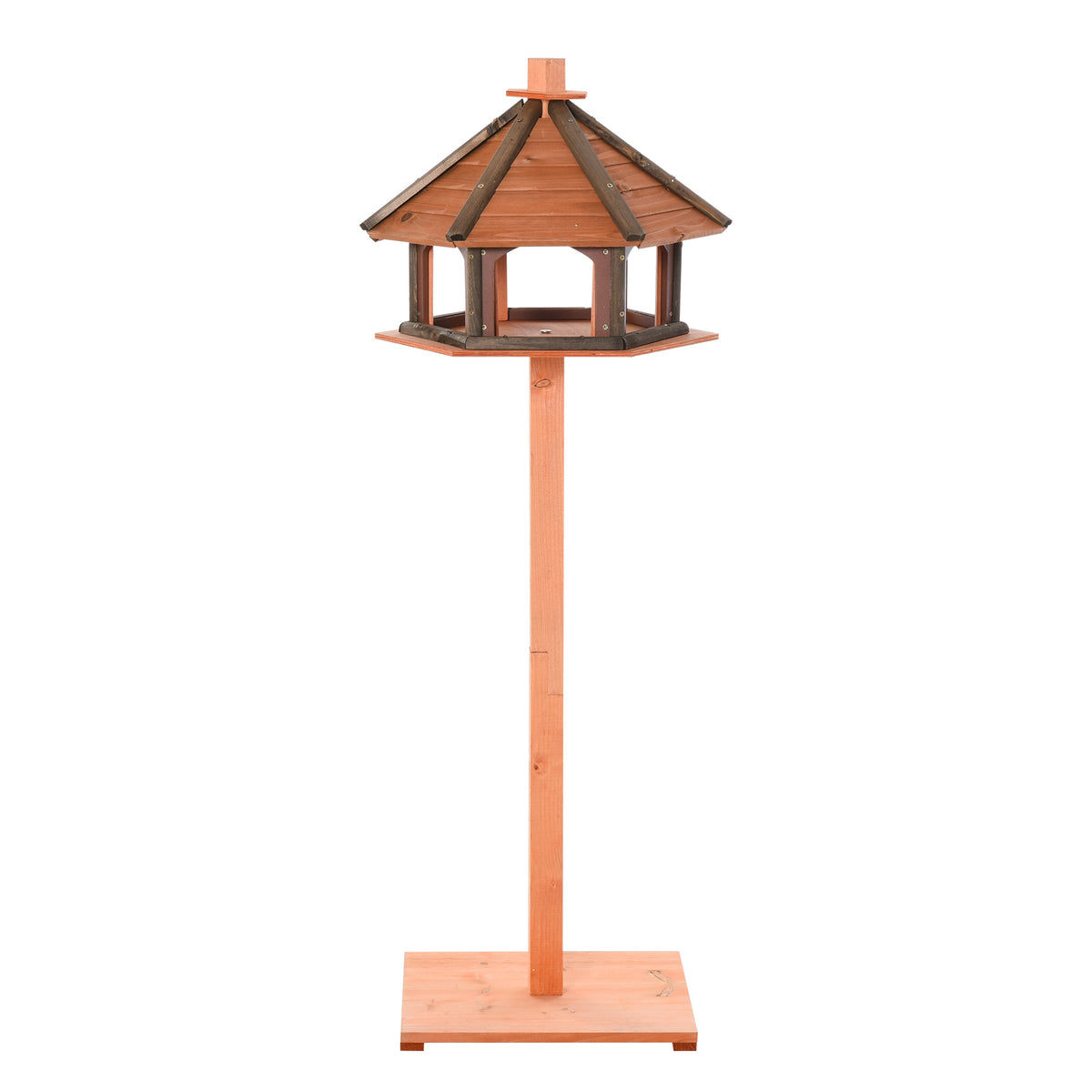 PawHut Vogelhaus mit Ständer wetterfestes Vogelfutterhaus mit wetterfestem Dach Futterhaus aus Holz für