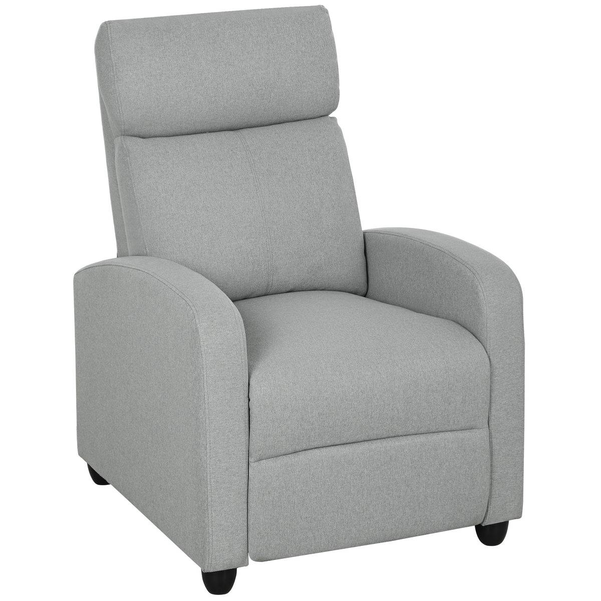 HOMCOM Relaxsessel, verstellbar 135°, ausziehbare Fußstütze, gepolsterte Lehnen, Leinen-Polyester, Hellgrau