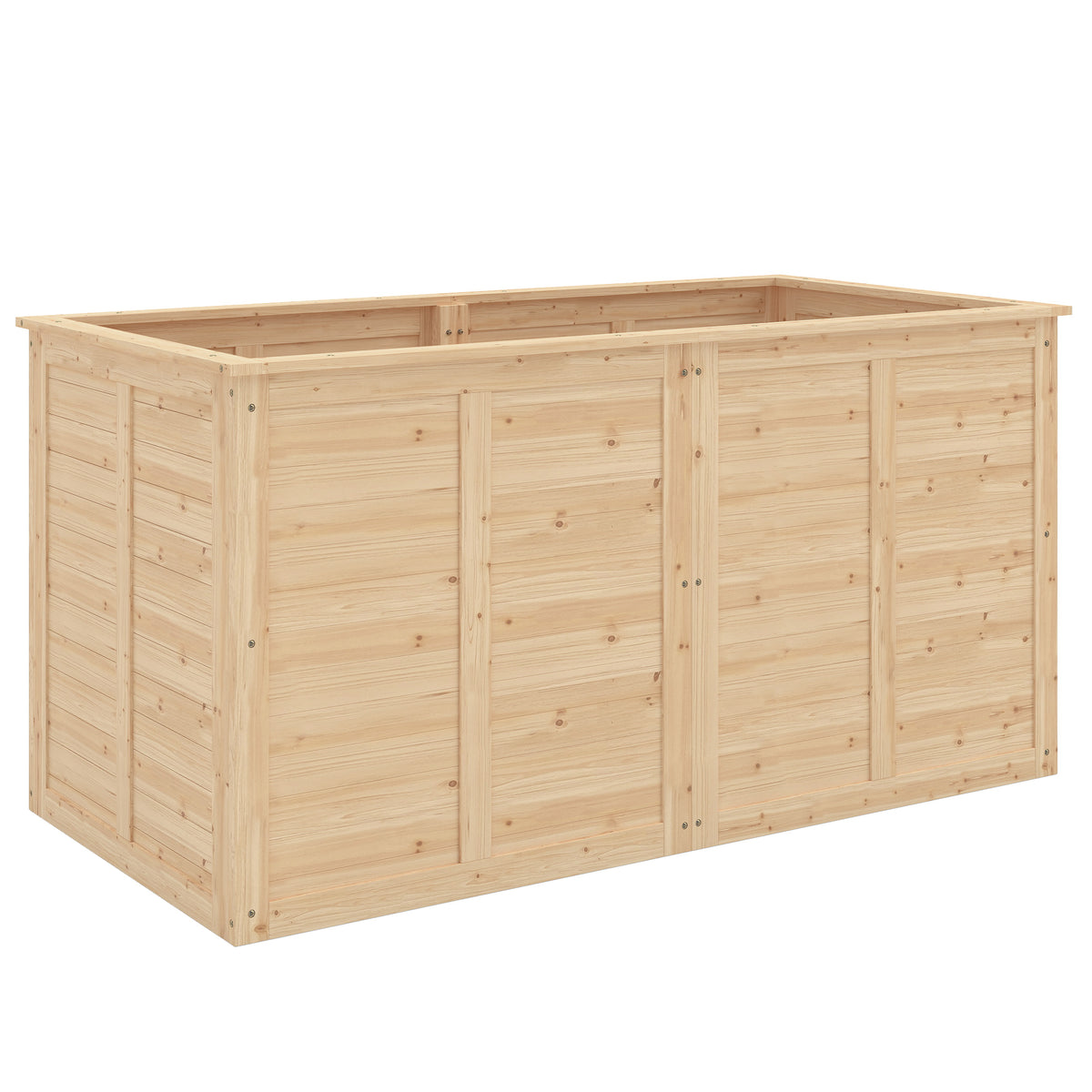 Outsunny Hochbeet Holz 152 x 77 x 77 cm Erhöhtes Tief Kräuterbeet mit Offenem Boden Verstärkungsstangen