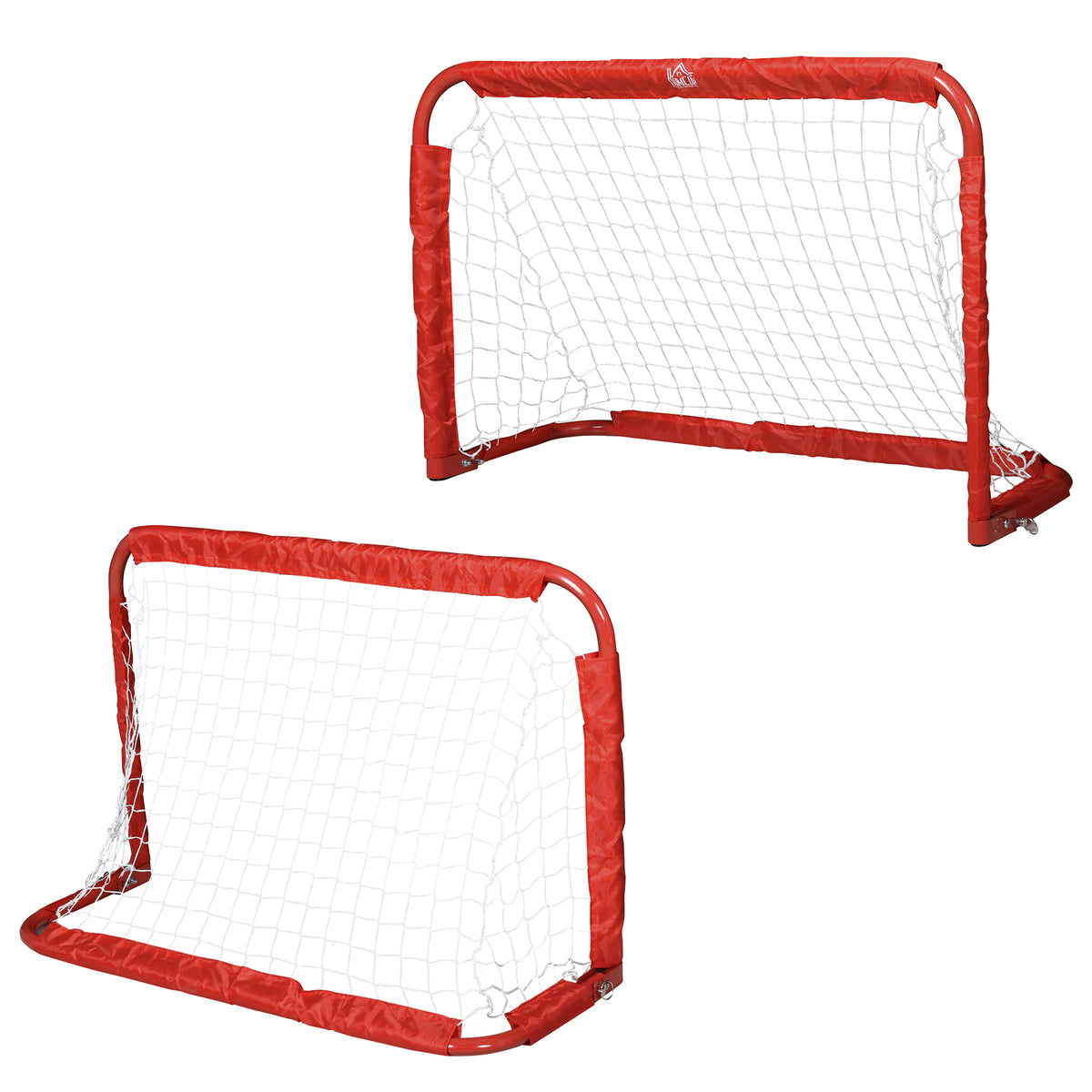 Fußballtor-Set, 2 klappbare Minitore, Metallrahmen, inkl. Werkzeug, 90 x 36 x 60 cm, Rot