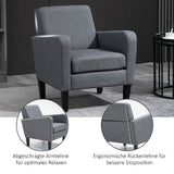 Einzelsessel, Relaxsessel, Polstersessel mit Holzfüßen, Stoff in Leinenoptik, 66 x 72 x 74 cm, Hellgrau – Produktabbildung 7