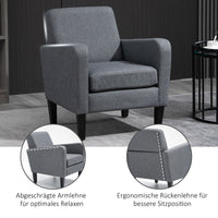 Einzelsessel, Relaxsessel, Polstersessel mit Holzfüßen, Stoff in Leinenoptik, 66 x 72 x 74 cm, Hellgrau – Produktabbildung 7