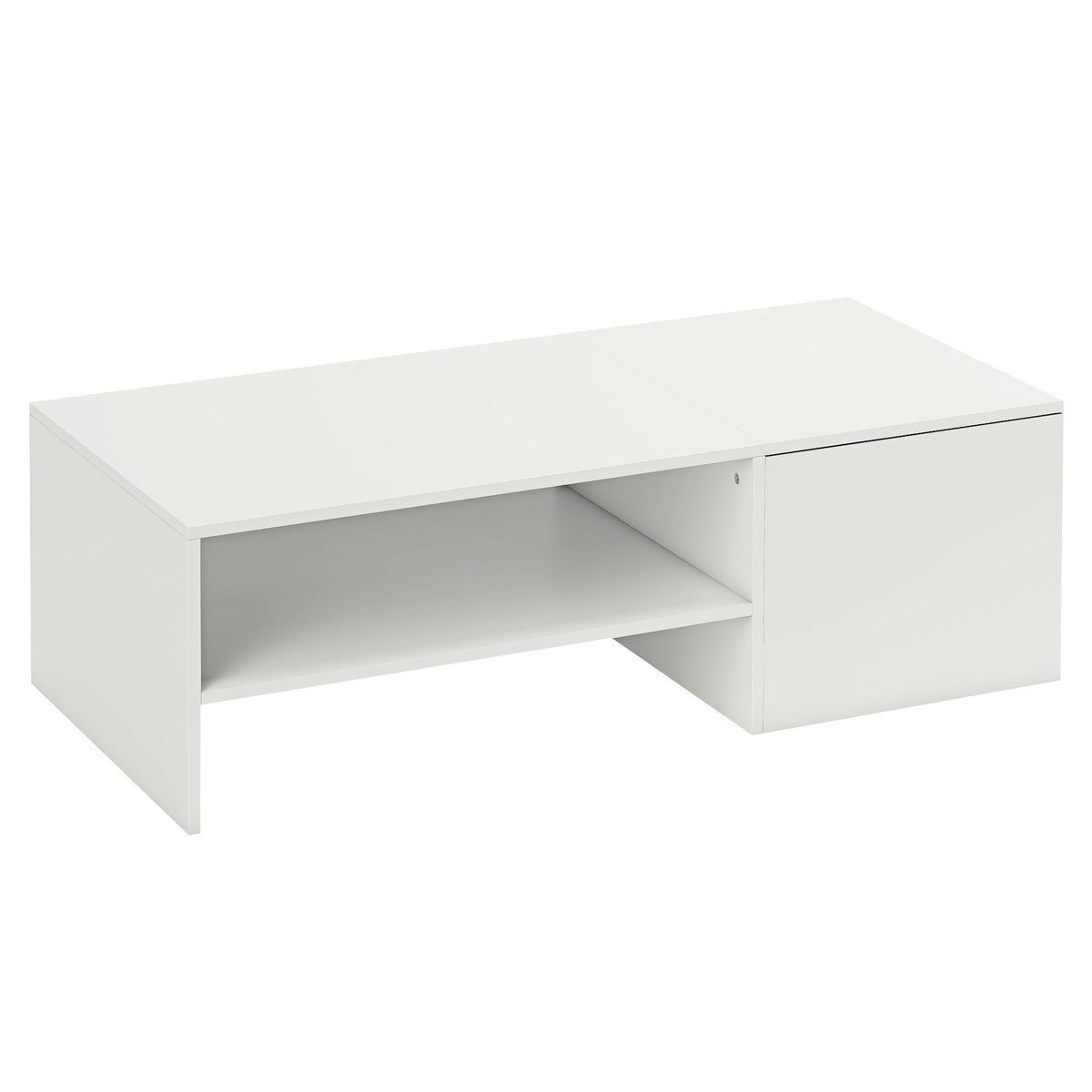 HOMCOM Verstellbarer Couchtisch, Metallschienen, Spanplatte, Fußpads, Weiß