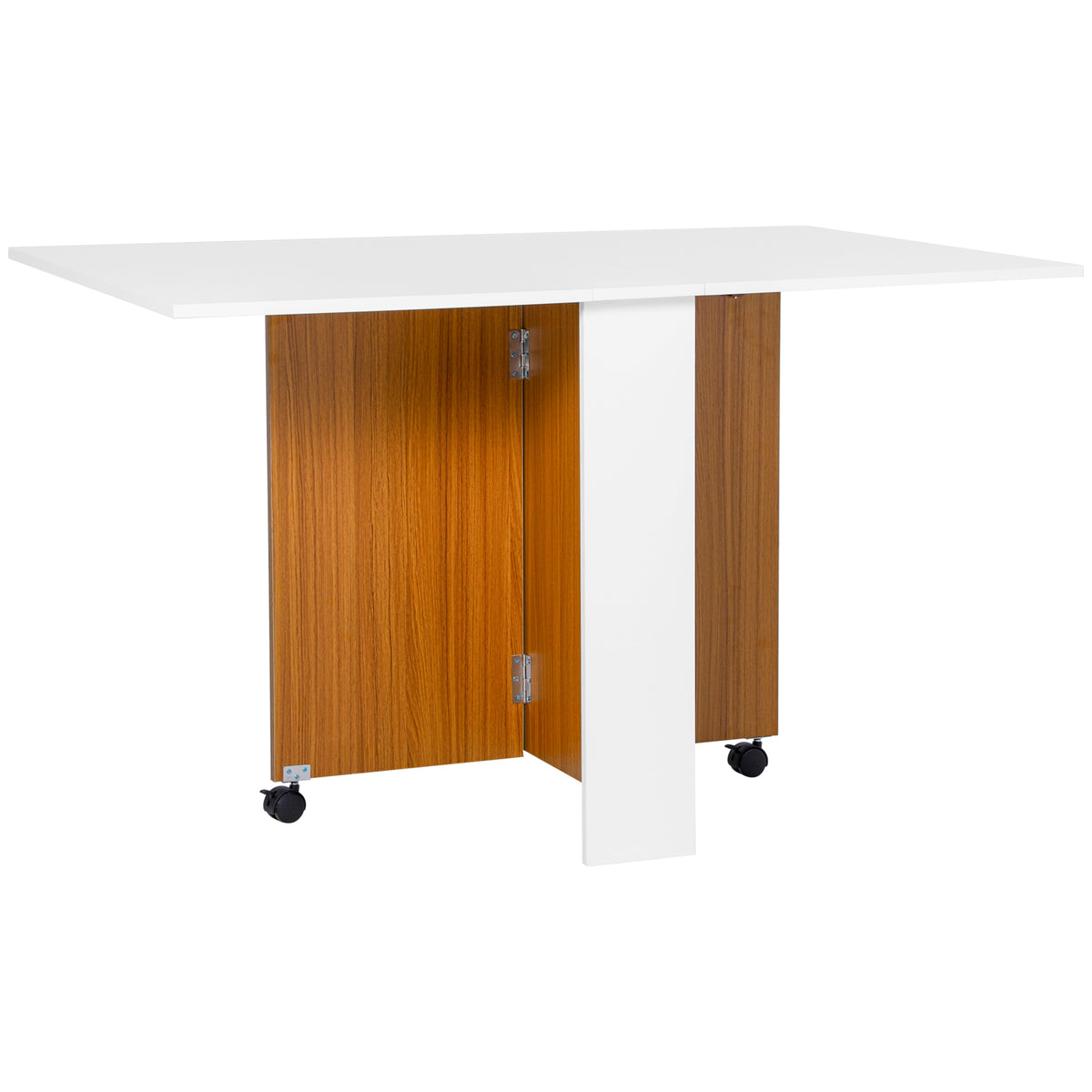 HOMCOM Ausklappbarer Esstisch Ausziehbarer Esstisch, mobil, modernes Design, 120 cm x 80 cm x 73 cm, Teak +