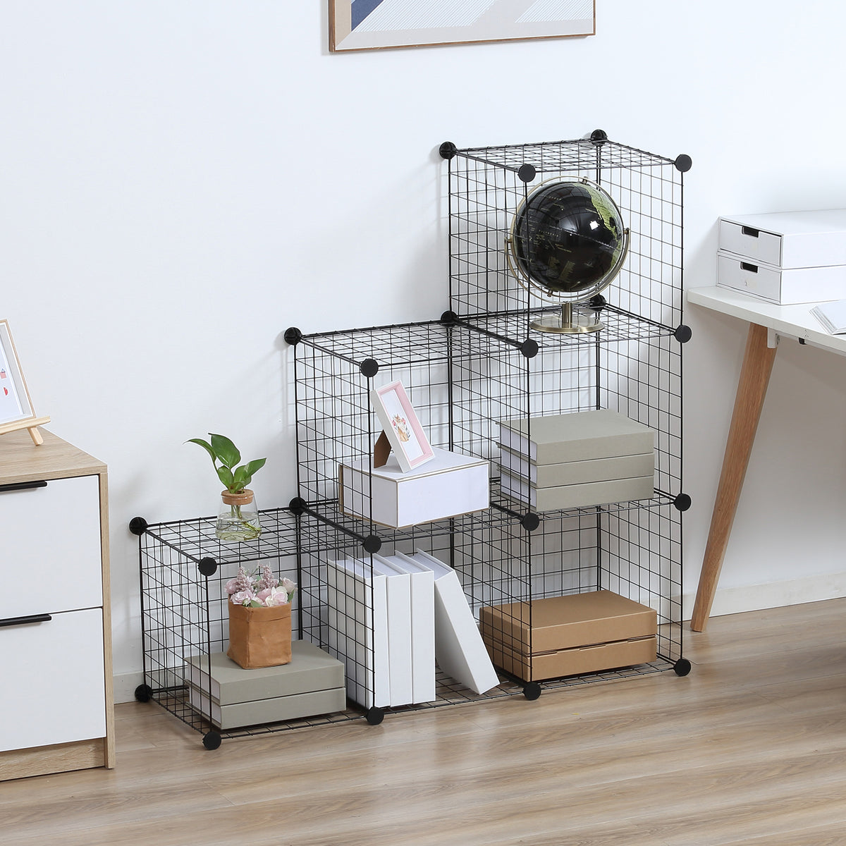 HOMCOM Metallwürfel-Regal, Anpassbarer Würfelschrank für Kleidung, Bücher, Spielzeug, flexibel, 109L x – Produktabbildung 2