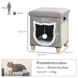 PawHut Katzenhöhle, Katzenhaus, inkl. Spielball, waschbares Kissen, 35,5 cm x 35,5 cm x 42,5 cm – Produktabbildung 3