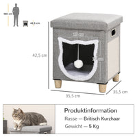 PawHut Katzenhöhle, Katzenhaus, inkl. Spielball, waschbares Kissen, 35,5 cm x 35,5 cm x 42,5 cm – Produktabbildung 3