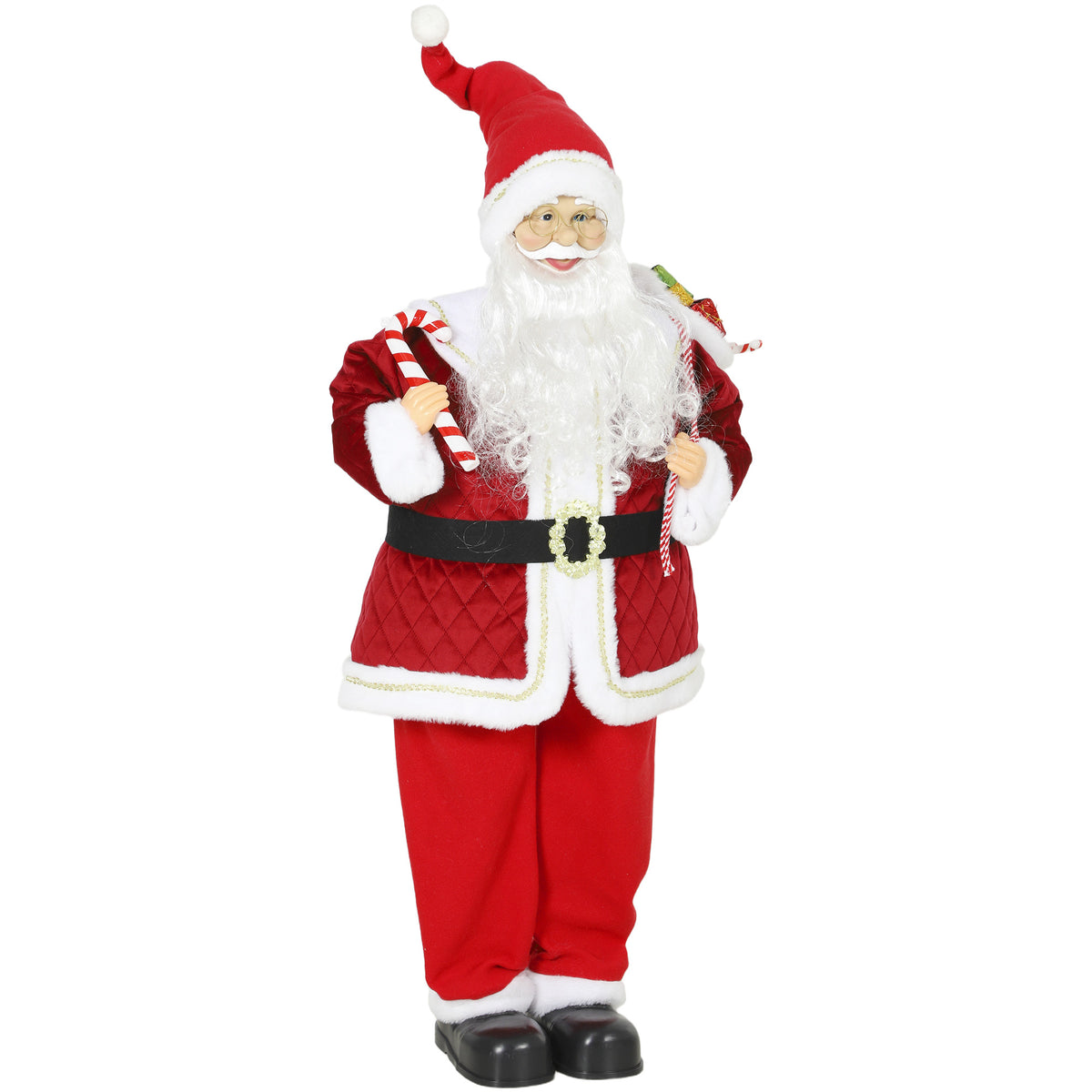 HOMCOM Singender Weihnachtsmann, 120 cm, lebensgroß, animiert, mit drehbarem Kopf und beweglichen Armen