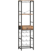 HOMCOM Weinbar-Schrank mit Schublade, Industrieller Barschrank, Weinregal für 12 Flaschen, Glashalter