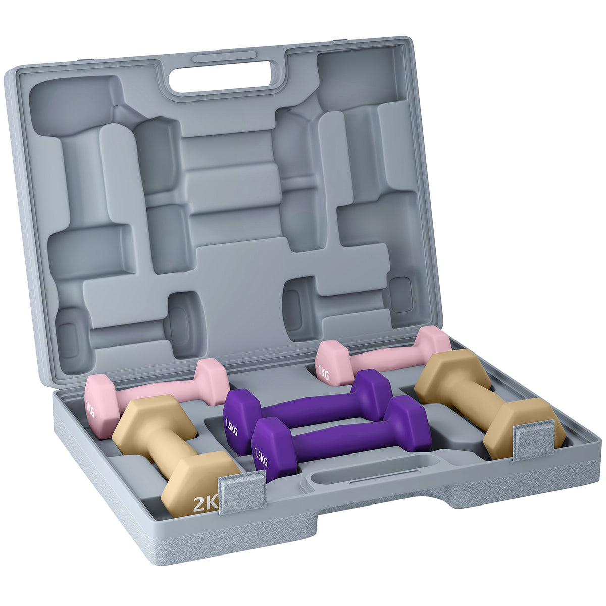 Hantelset, 6er Set Hanteln mit Gewichten, Kurzhantelset aus Stahl, 1kg, 1,5kg, 2kg