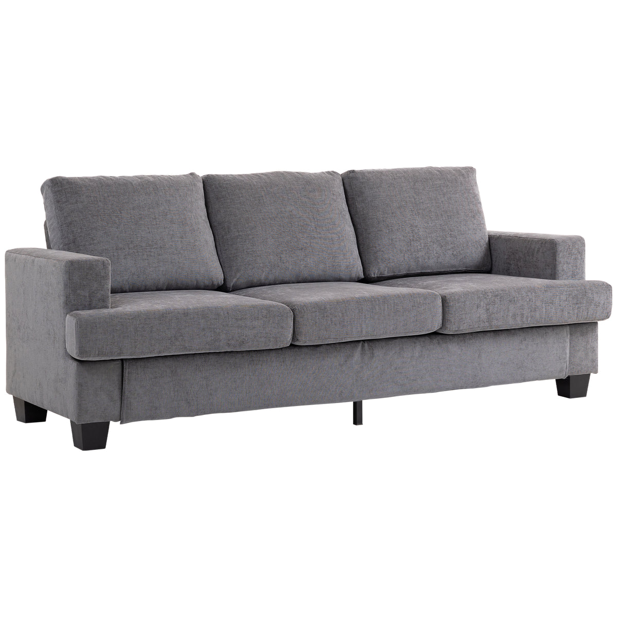 HOMCOM 3-Sitzer-Sofa, Wohnzimmersofa für 3 Personen, Stoffbezug, Stahlrahmen, Polstersofa, Grau