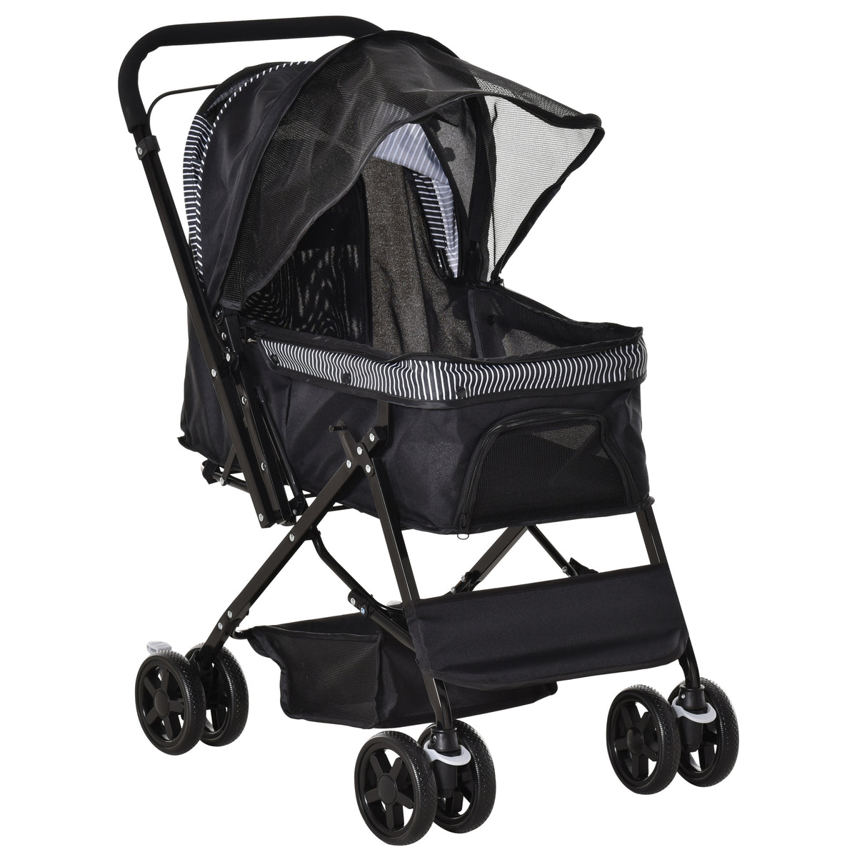 PawHut Hundewagen Hundebuggy klappbar, 1 Korb, 2 Bremsen, inkl. Sicherheitsleine, Schwarz