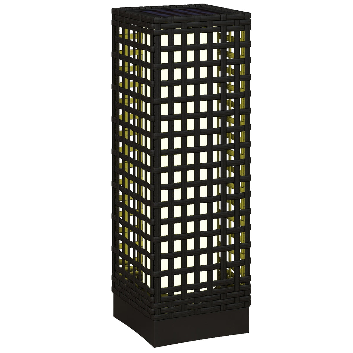 Outsunny Außenleuchte mit Solarmodul, Einschaltautomatik, 8 h Betriebszeit, Rattanoptik, Stahl, 15,5 x 15,5 x
