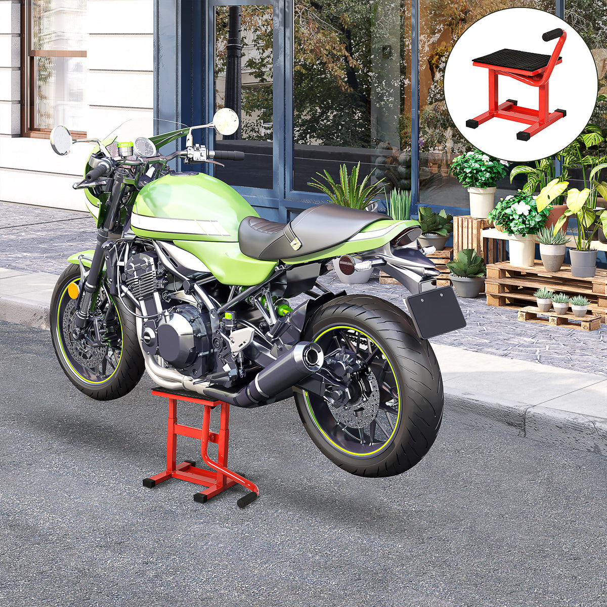 Motorradheber 150 kg Belastbar Motorradhebebühne 275/395 mm Höhenverstellbar in Garage & Außenbereichen – Produktabbildung 2