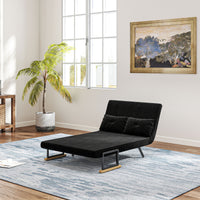 HOMCOM Schlafsofa 2er-Sofa Samtsofa, Schlaffunktion, inkl. 2 Kissen, Samtoptik, Schwarz – Produktabbildung 9