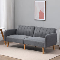 HOMCOM Schlafsofa, 2-Sitzer Stoffsofa, Sofa mit Schlaffunktion, leinenartiges Polyester, Kautschukholz – Produktabbildung 2