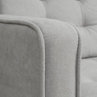 HOMCOM Zweisitzer-Sofa mit Stauraum, Knopfheftung, Kissen, Kautschukbaumholz, 117x62x78cm, Hellgrau – Produktabbildung 8