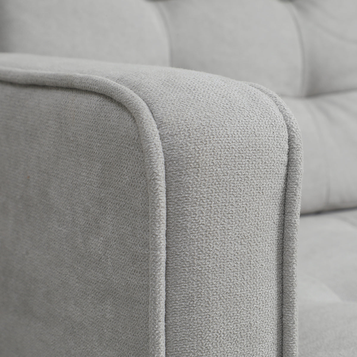 HOMCOM Zweisitzer-Sofa mit Stauraum, Knopfheftung, Kissen, Kautschukbaumholz, 117x62x78cm, Hellgrau – Produktabbildung 8